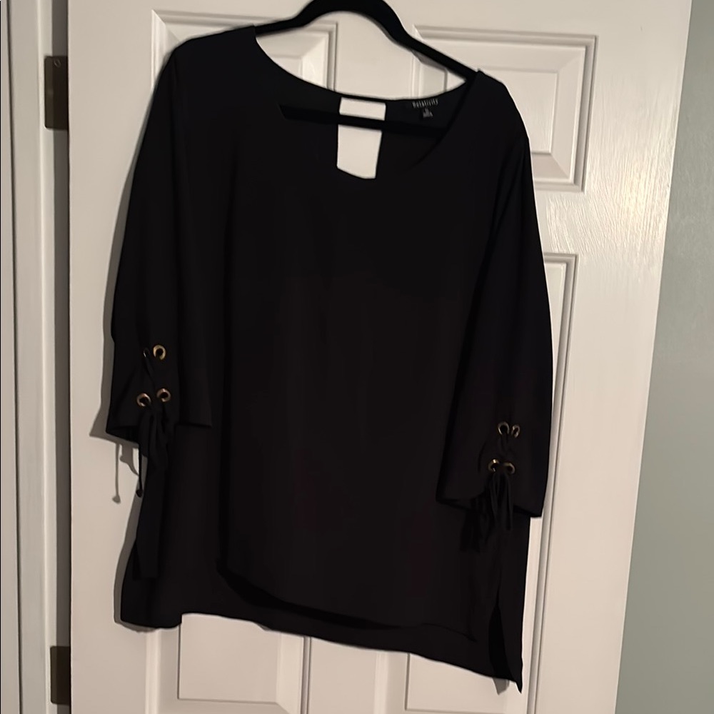 Women's Black Top with Eyelet Details